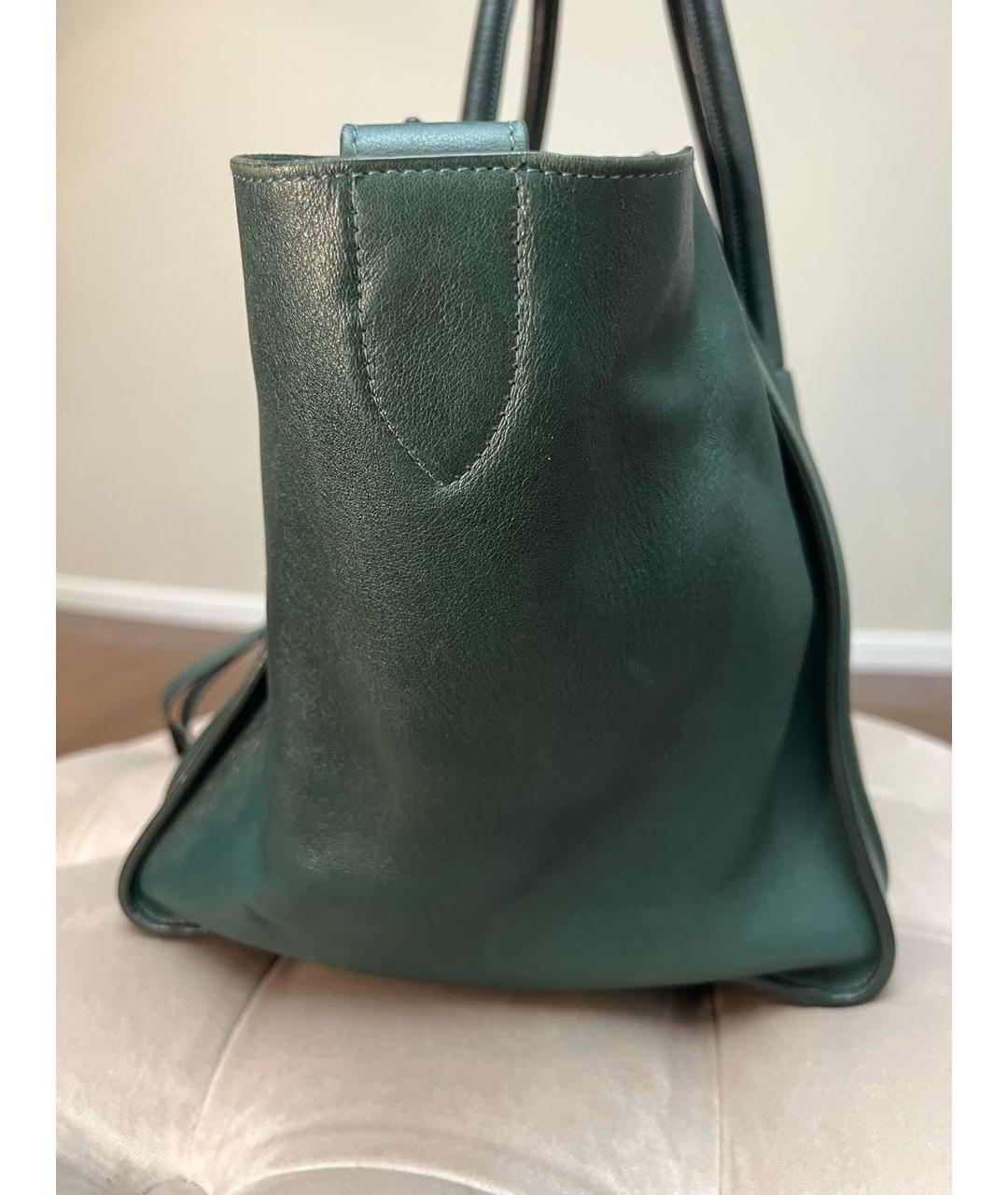 CELINE PRE-OWNED Зеленая кожаная сумка тоут, фото 3