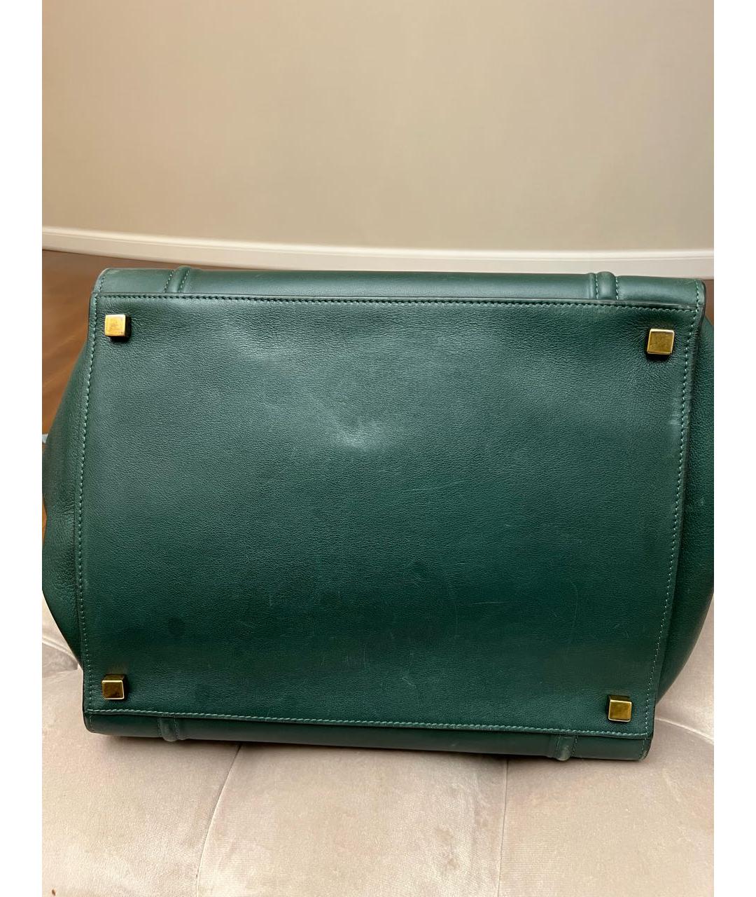 CELINE PRE-OWNED Зеленая кожаная сумка тоут, фото 5