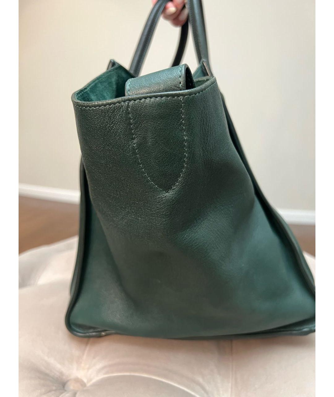 CELINE PRE-OWNED Зеленая кожаная сумка тоут, фото 6