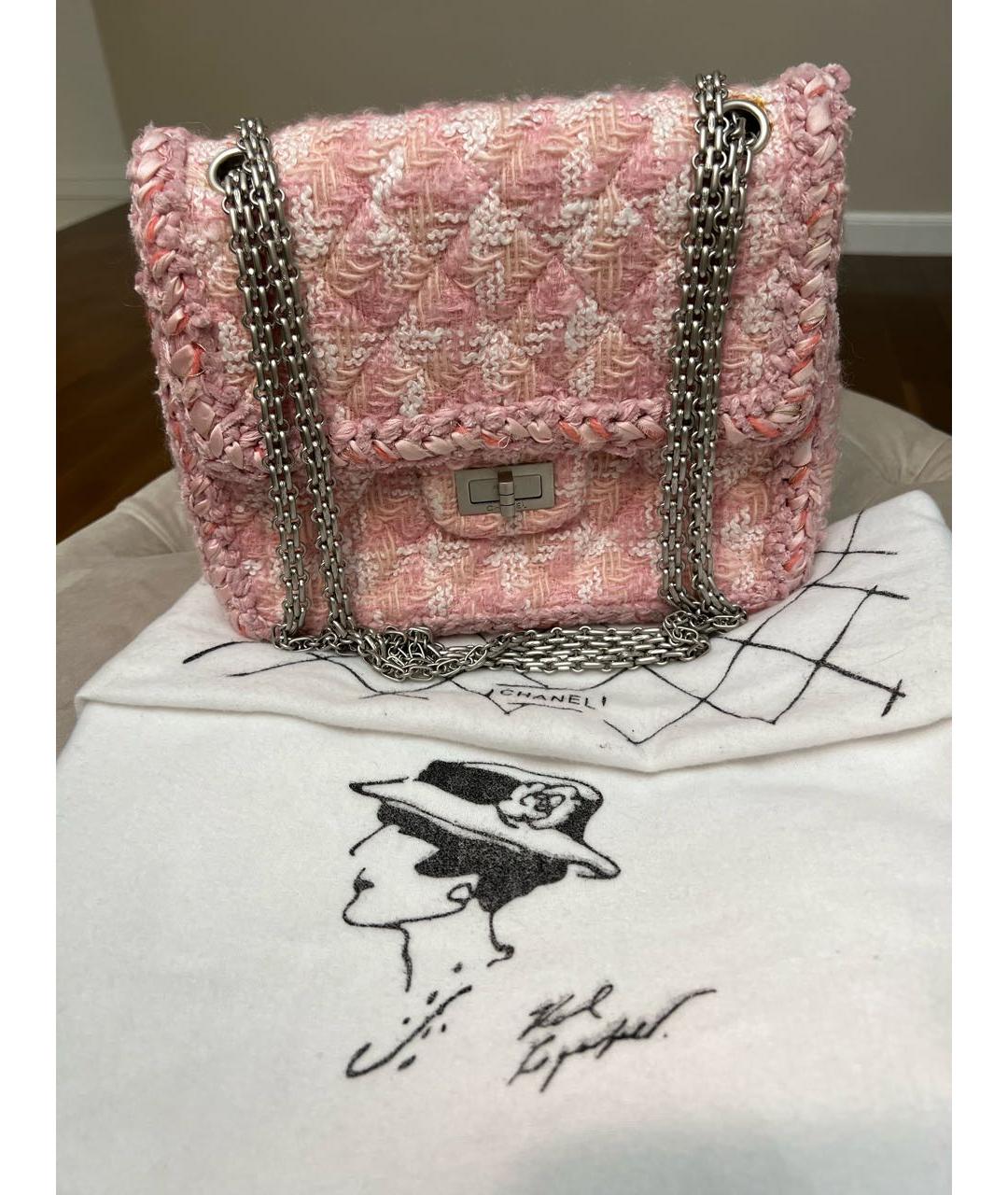 CHANEL PRE-OWNED Розовая твидовая сумка через плечо, фото 2