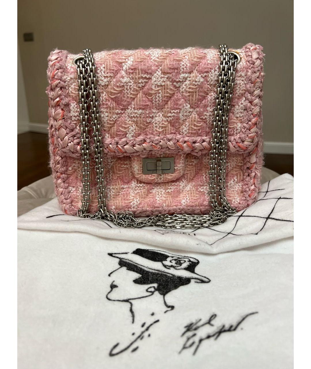 CHANEL PRE-OWNED Розовая твидовая сумка через плечо, фото 7