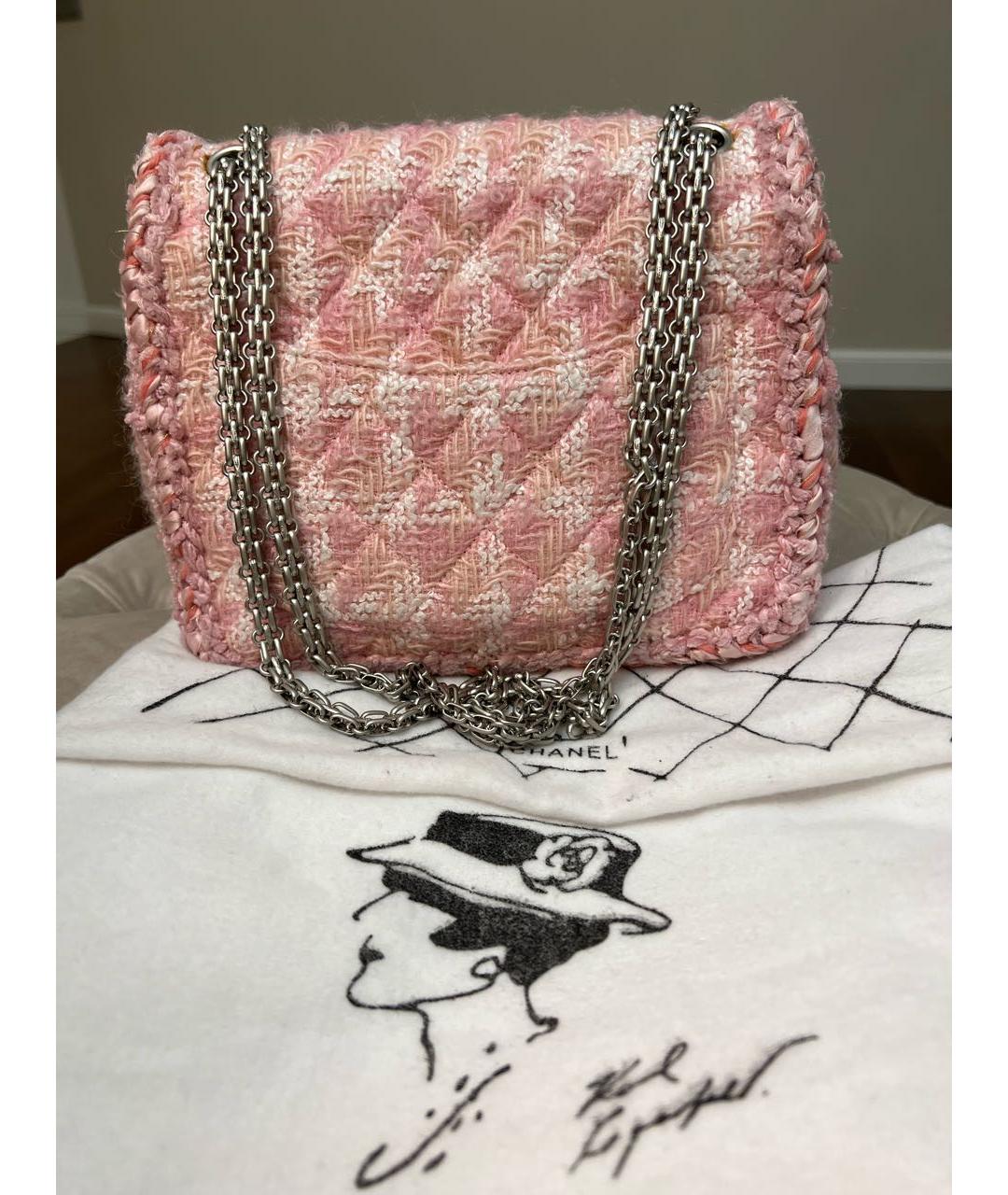 CHANEL PRE-OWNED Розовая твидовая сумка через плечо, фото 3