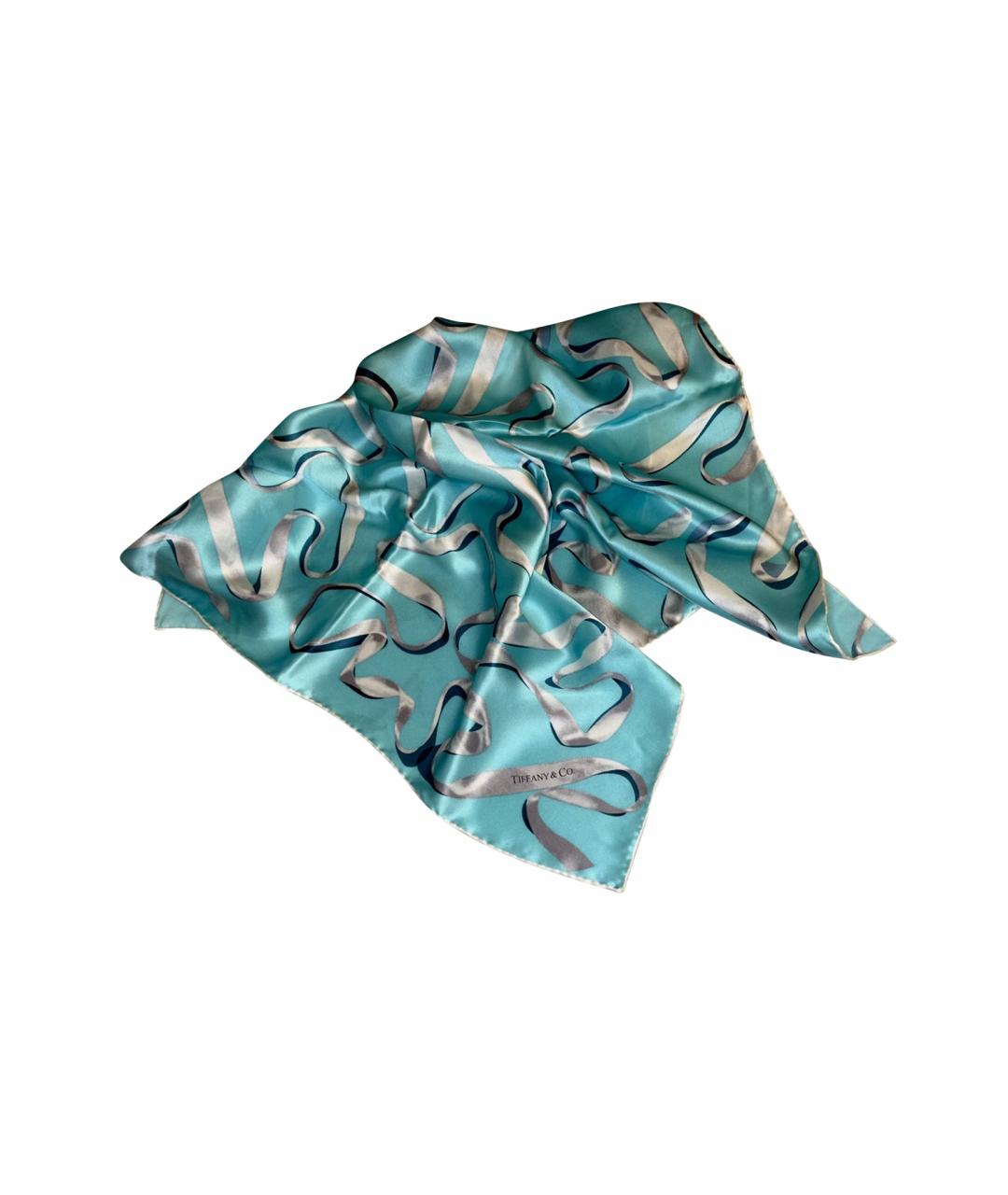 TIFFANY&CO Бирюзовый шелковый платок, фото 1