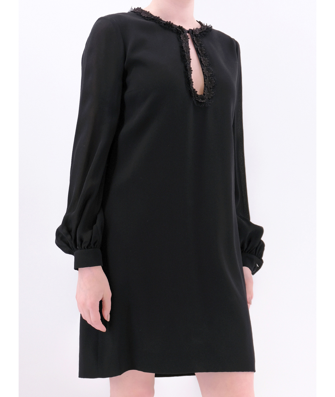 SAINT LAURENT Черное ацетатное повседневное платье, фото 2