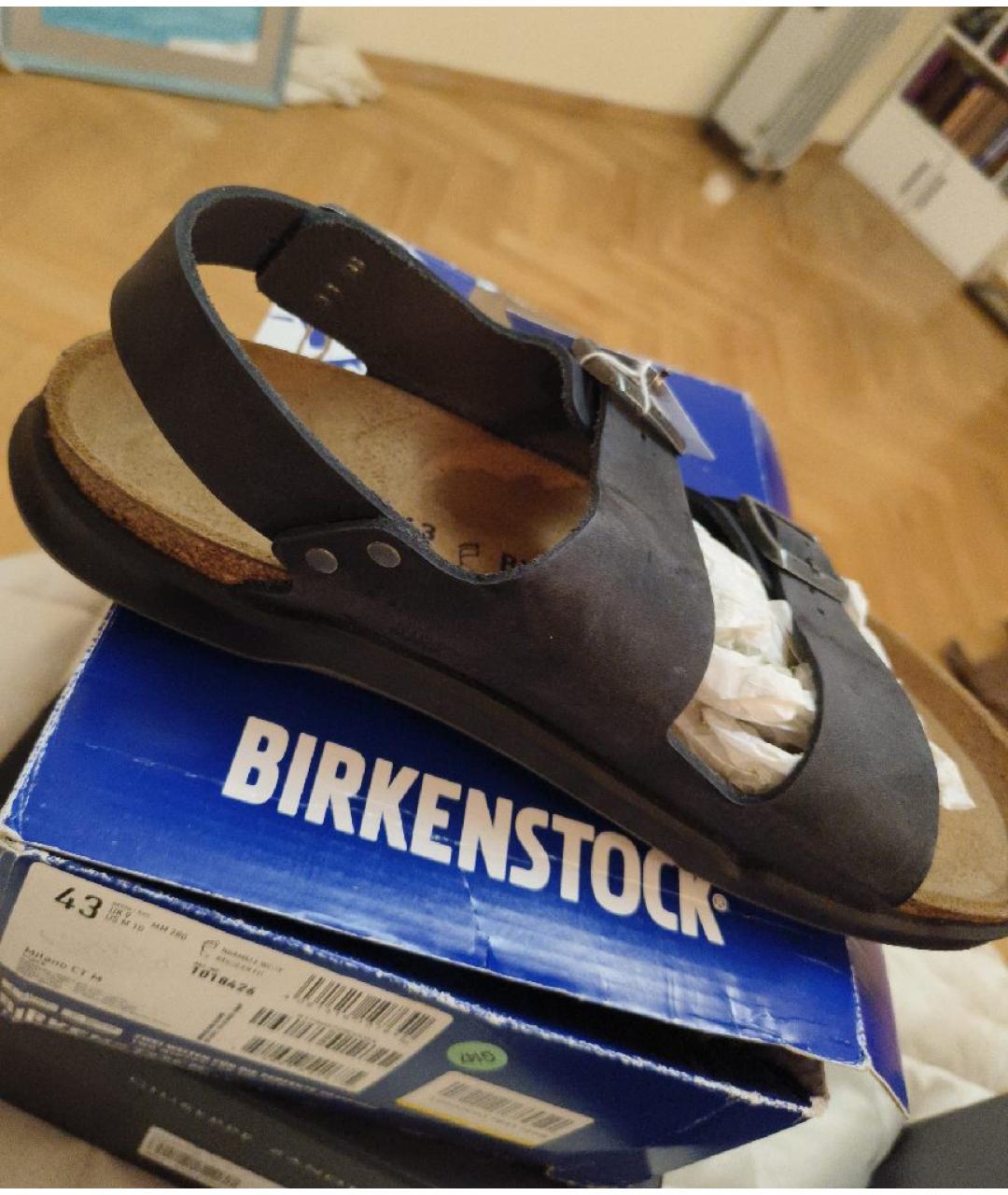 BIRKENSTOCK Антрацитовые нубуковые сандалии, фото 3