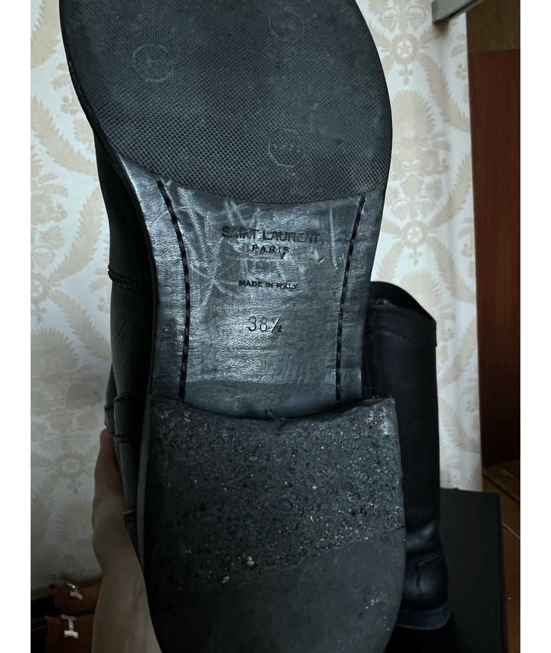 SAINT LAURENT Черные кожаные сапоги, фото 4