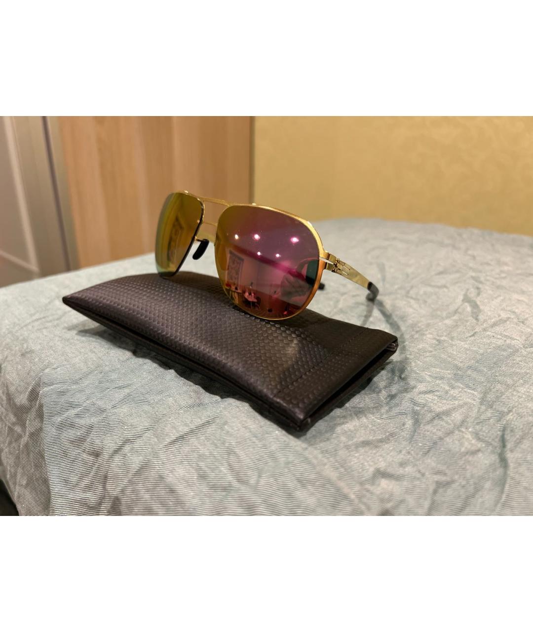 ICBERLIN Золотые металлические солнцезащитные очки, фото 3