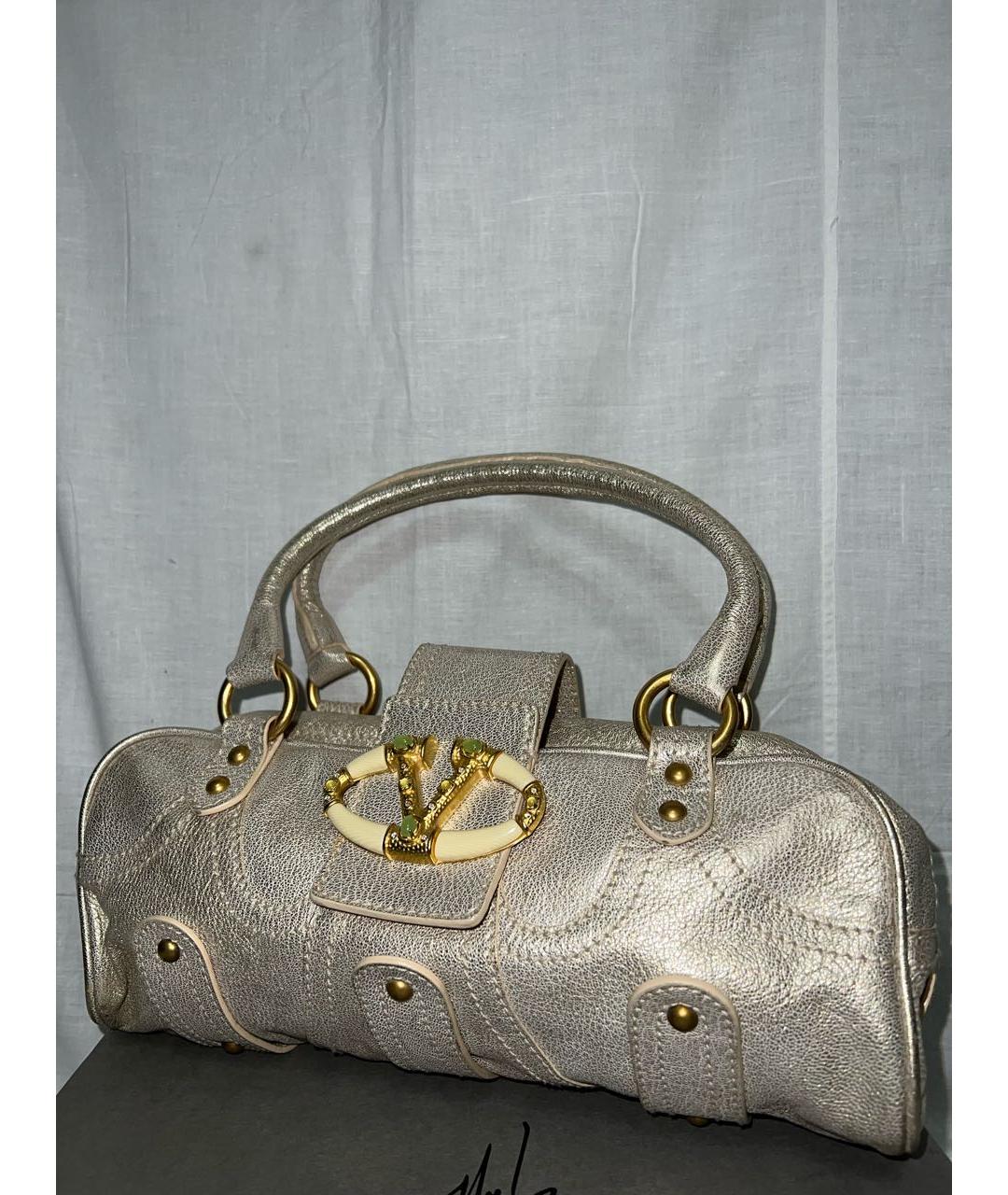 VALENTINO Серебряная кожаная сумка с короткими ручками, фото 2