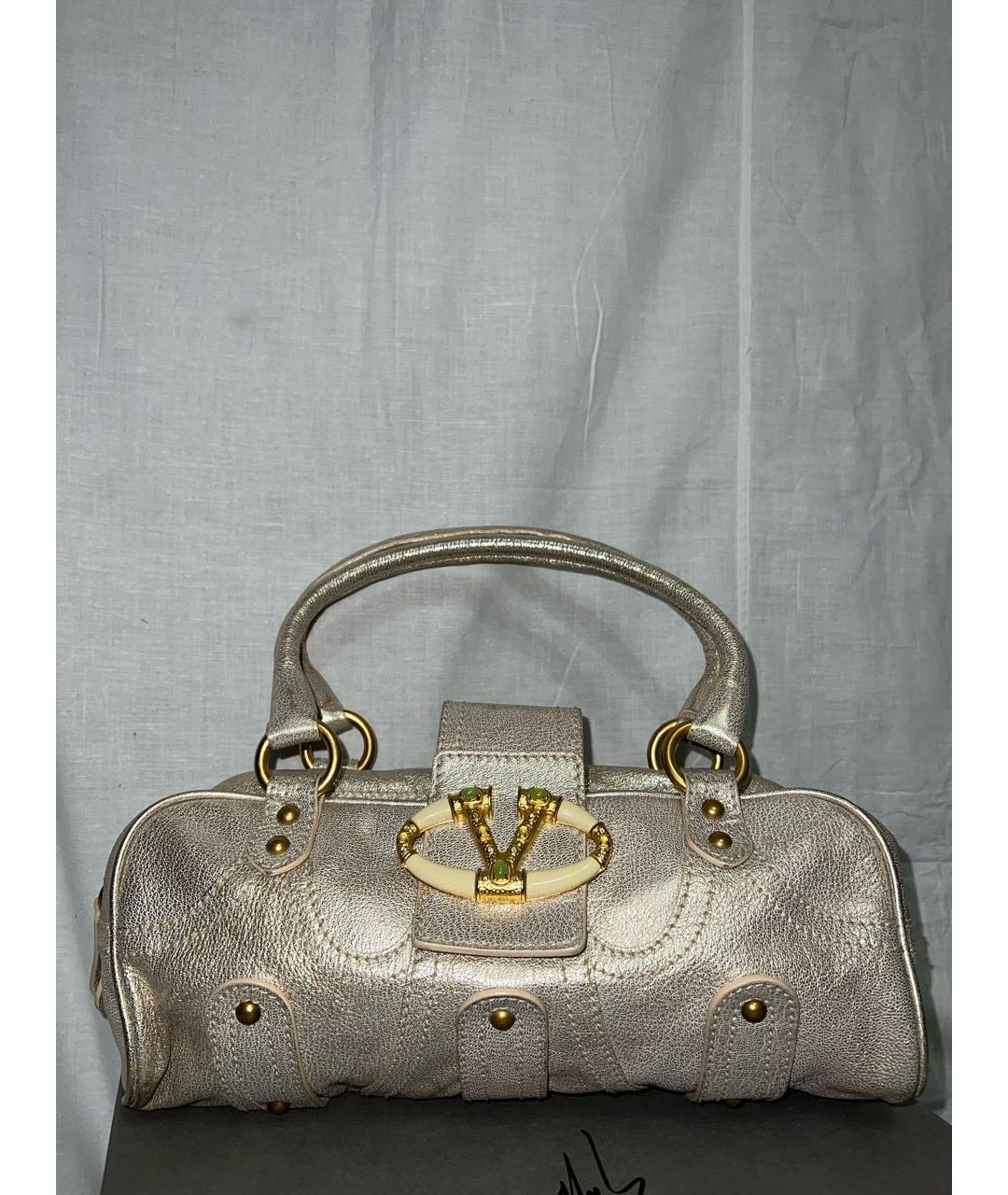 VALENTINO Серебряная кожаная сумка с короткими ручками, фото 6