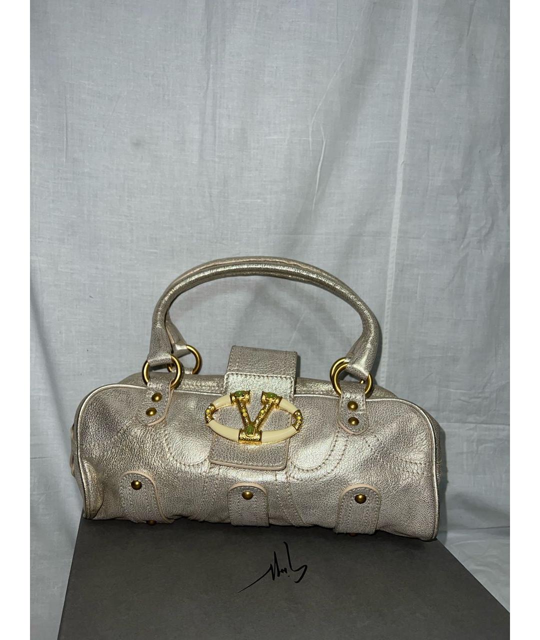 VALENTINO Серебряная кожаная сумка с короткими ручками, фото 3