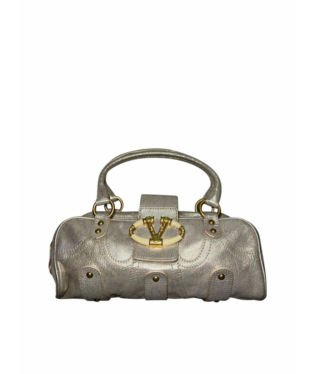 VALENTINO Серебряная кожаная сумка с короткими ручками, фото 1