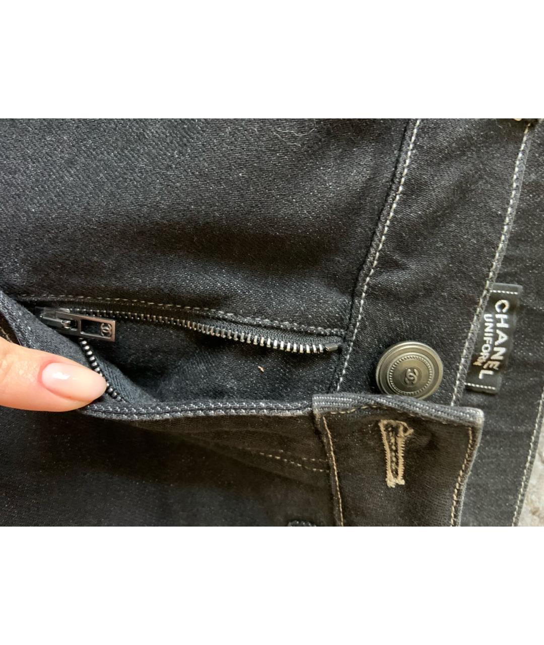 CHANEL PRE-OWNED Черные хлопковые прямые джинсы, фото 6