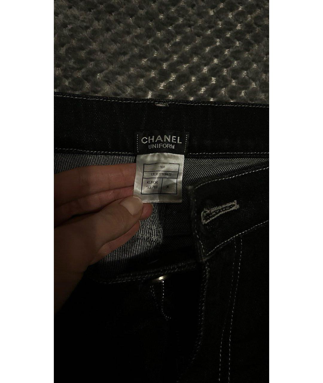 CHANEL PRE-OWNED Черные хлопковые прямые джинсы, фото 3