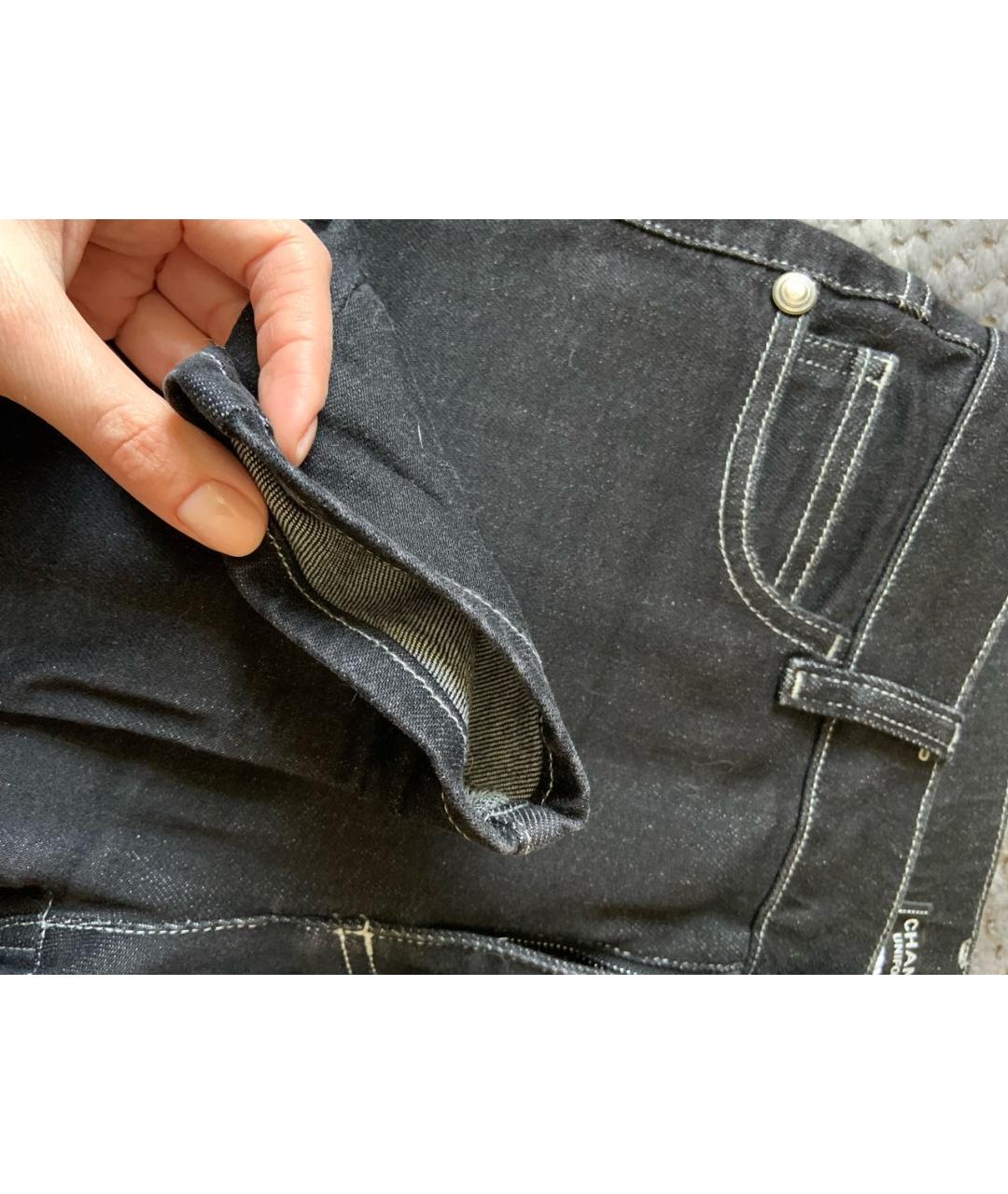 CHANEL PRE-OWNED Черные хлопковые прямые джинсы, фото 5