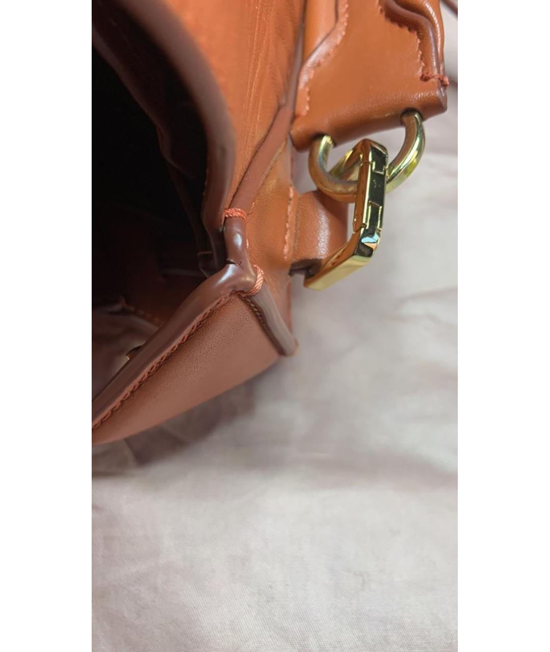 DANSE LENTE Оранжевая кожаная сумка с короткими ручками, фото 6