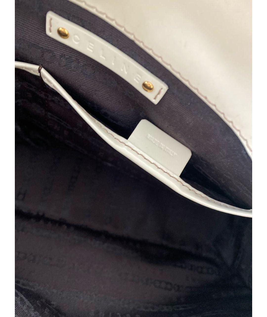 CELINE PRE-OWNED Белая сумка с короткими ручками из лакированной кожи, фото 6