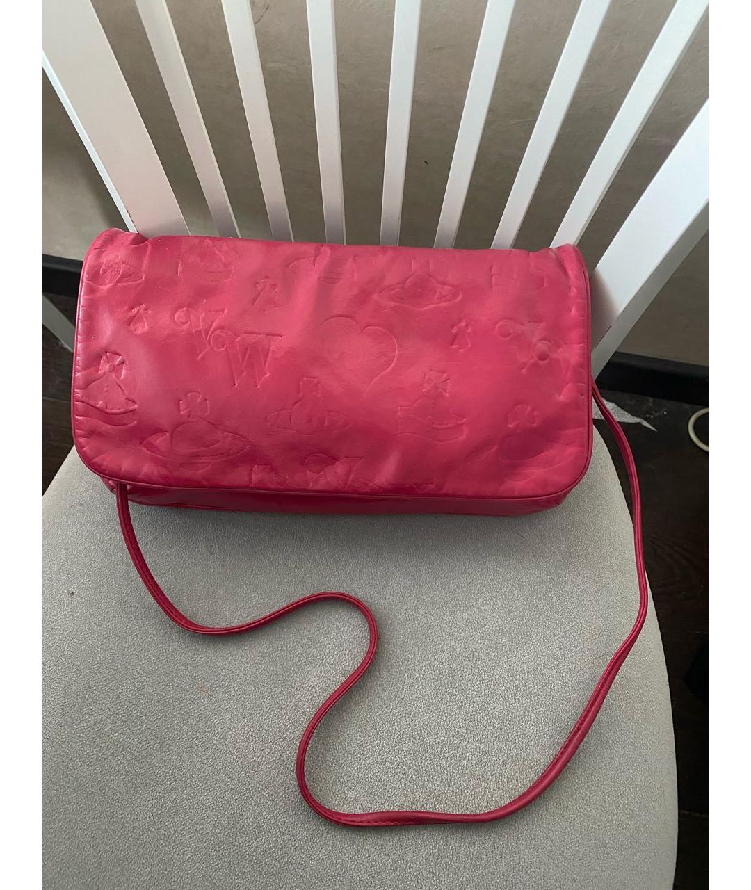 VIVIENNE WESTWOOD Розовая кожаная сумка через плечо, фото 4