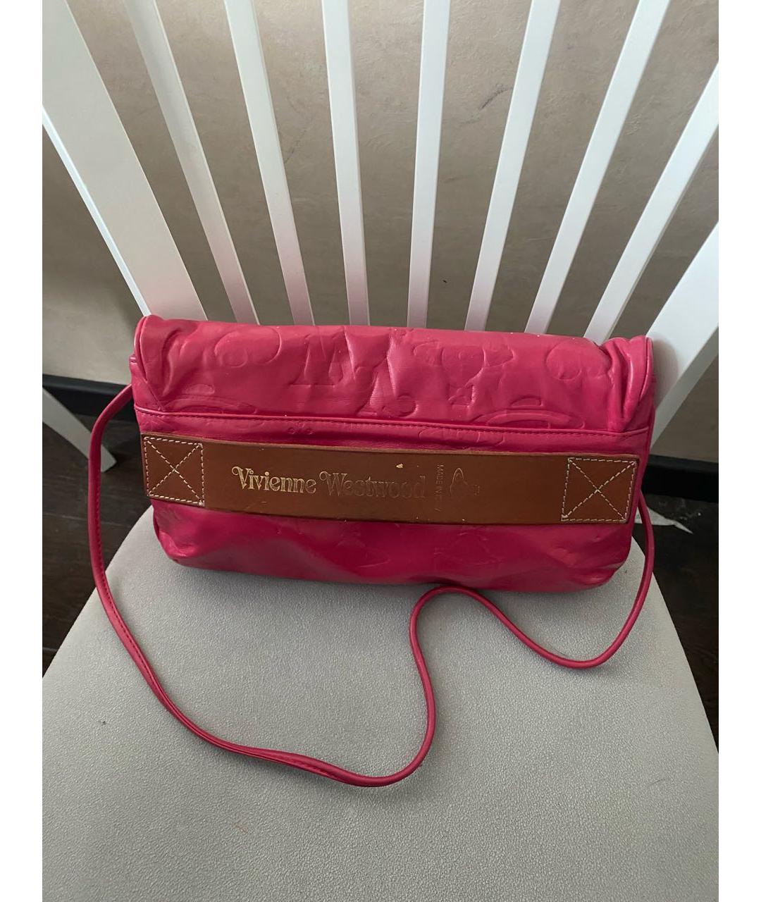 VIVIENNE WESTWOOD Розовая кожаная сумка через плечо, фото 9
