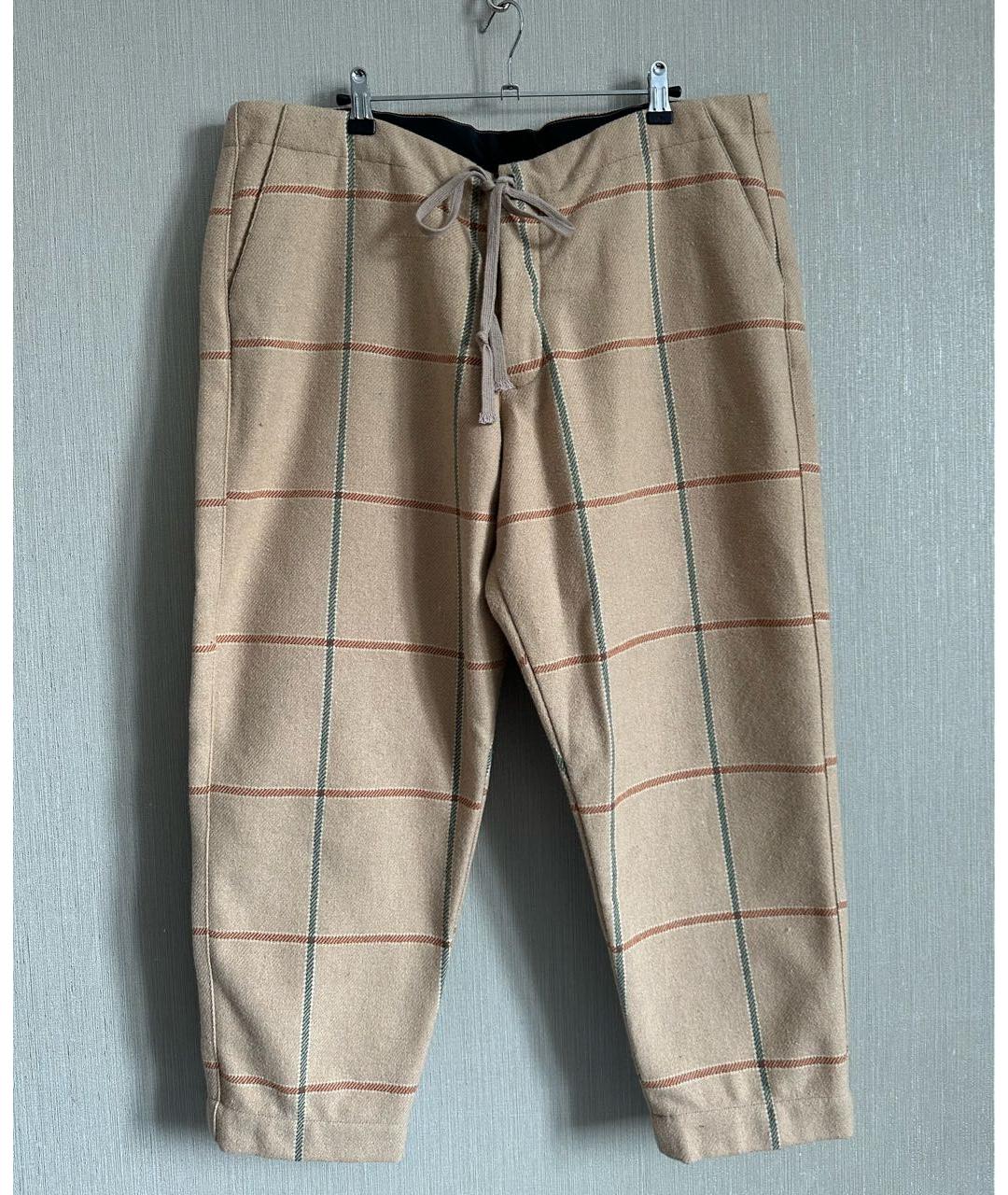 GREG LAUREN Бежевые шерстяные повседневные брюки, фото 5