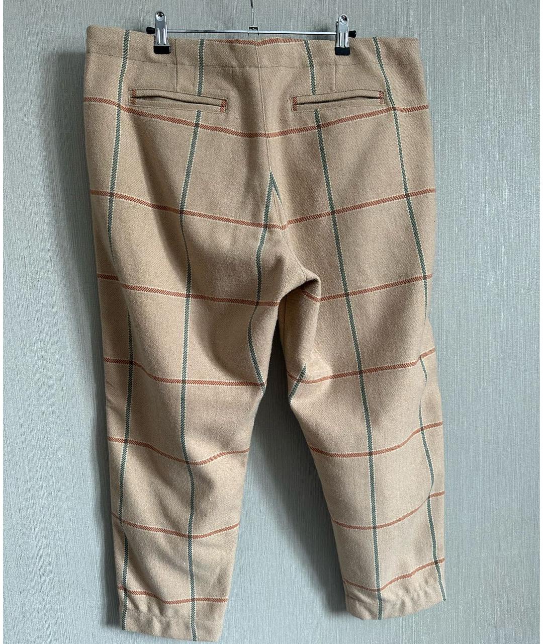 GREG LAUREN Бежевые шерстяные повседневные брюки, фото 2