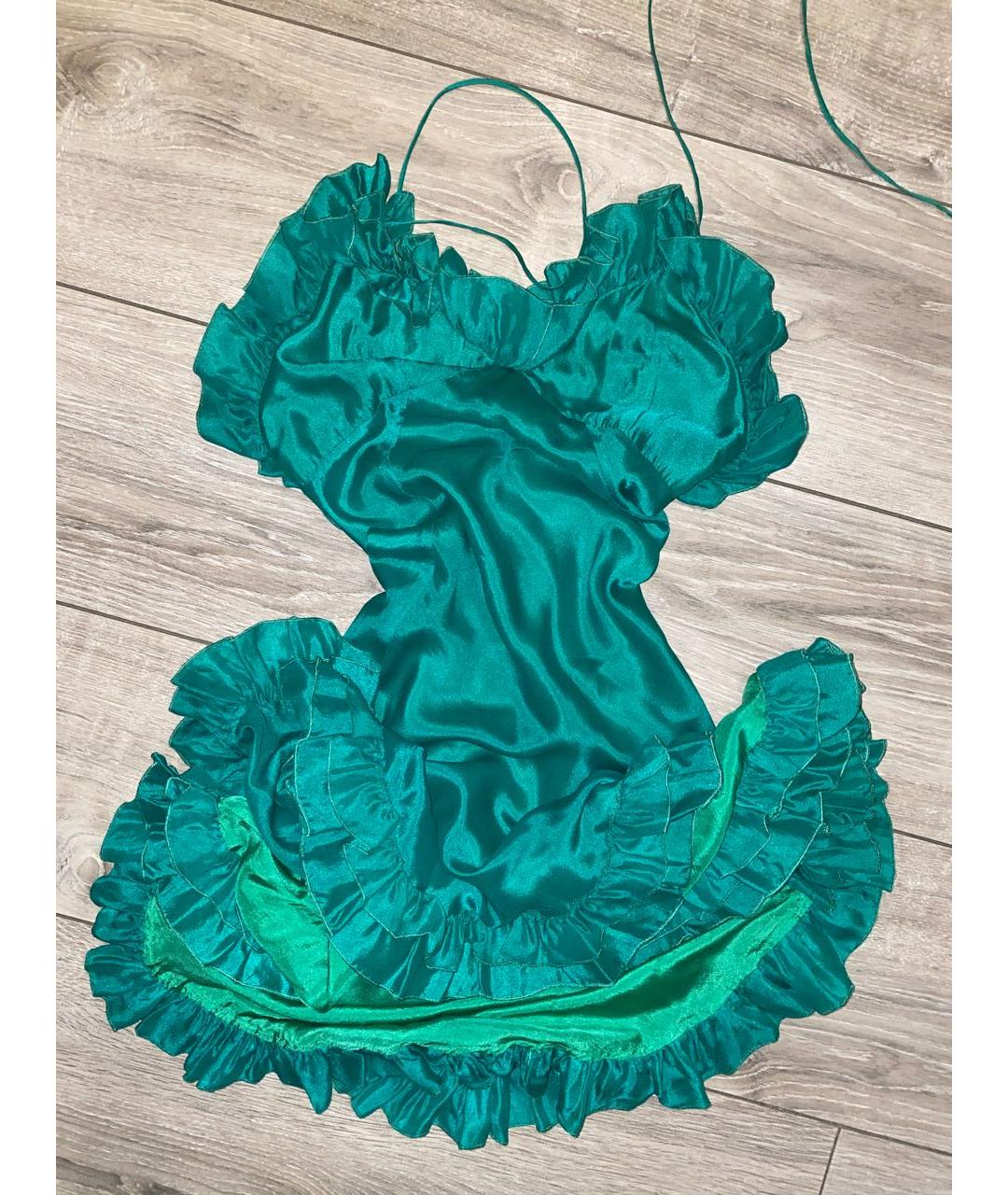 DSQUARED2 Зеленые шелковое коктейльное платье, фото 7