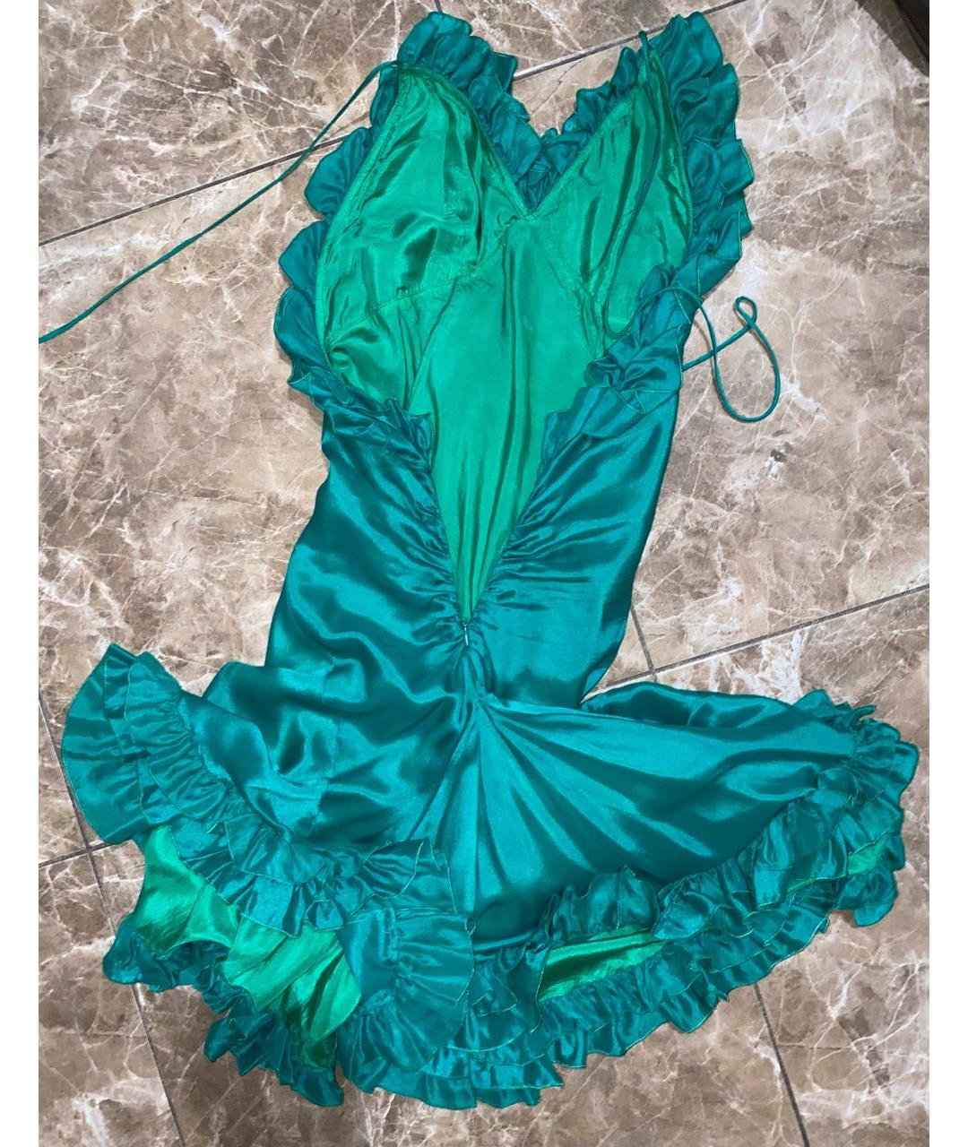 DSQUARED2 Зеленые шелковое коктейльное платье, фото 2