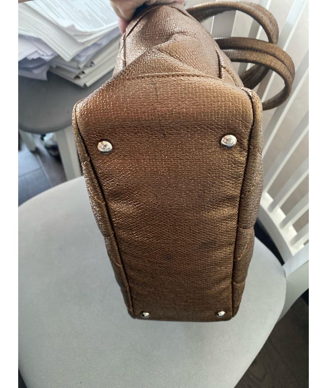 CHANEL Золотая тканевая сумка тоут, фото 4