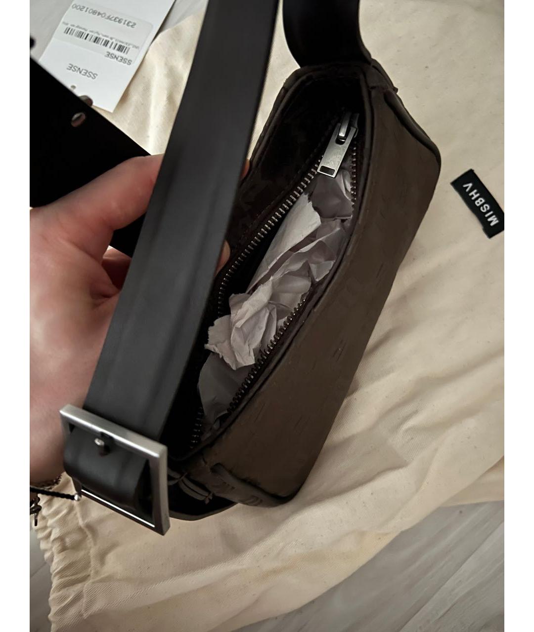 MISBHV Коричневая кожаная сумка с короткими ручками, фото 6