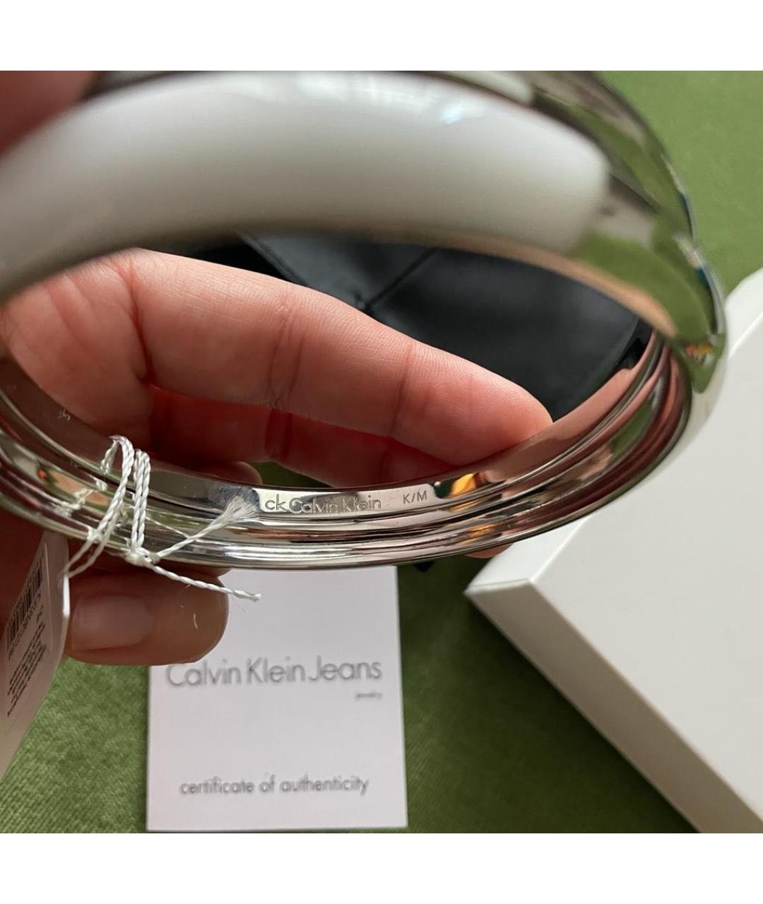 CALVIN KLEIN JEANS Серебрянный металлический браслет, фото 4