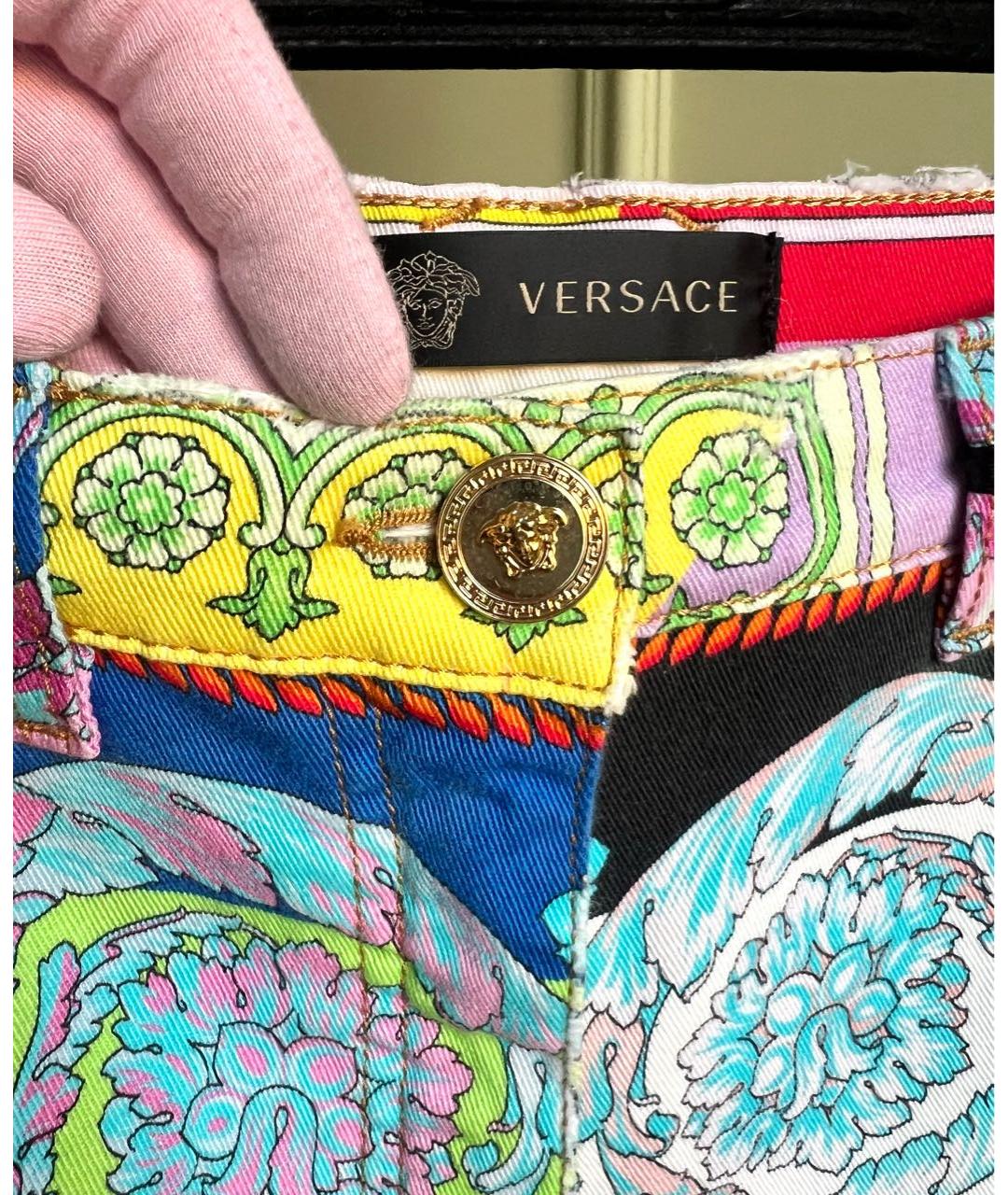 VERSACE Мульти хлопковые прямые джинсы, фото 2