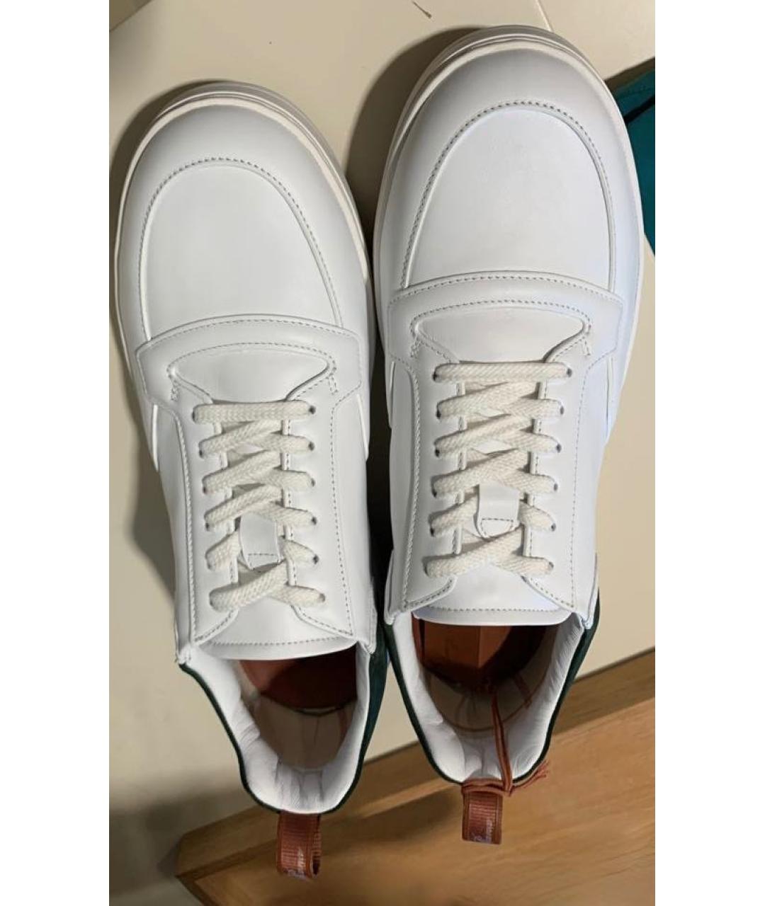LORO PIANA Белые кожаные низкие кроссовки / кеды, фото 3