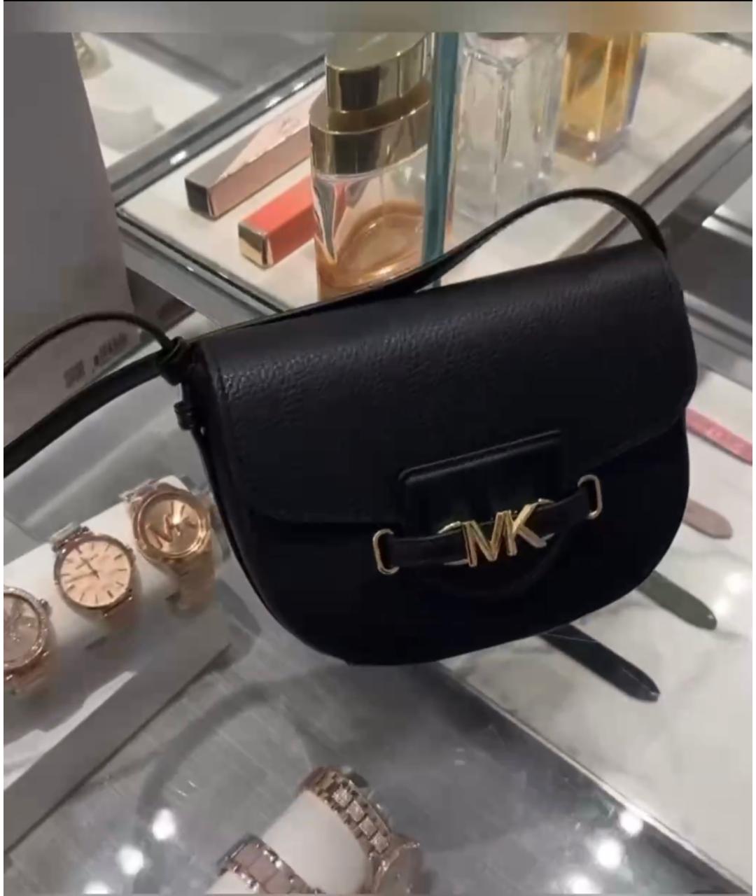 MICHAEL KORS Черная кожаная сумка через плечо, фото 2