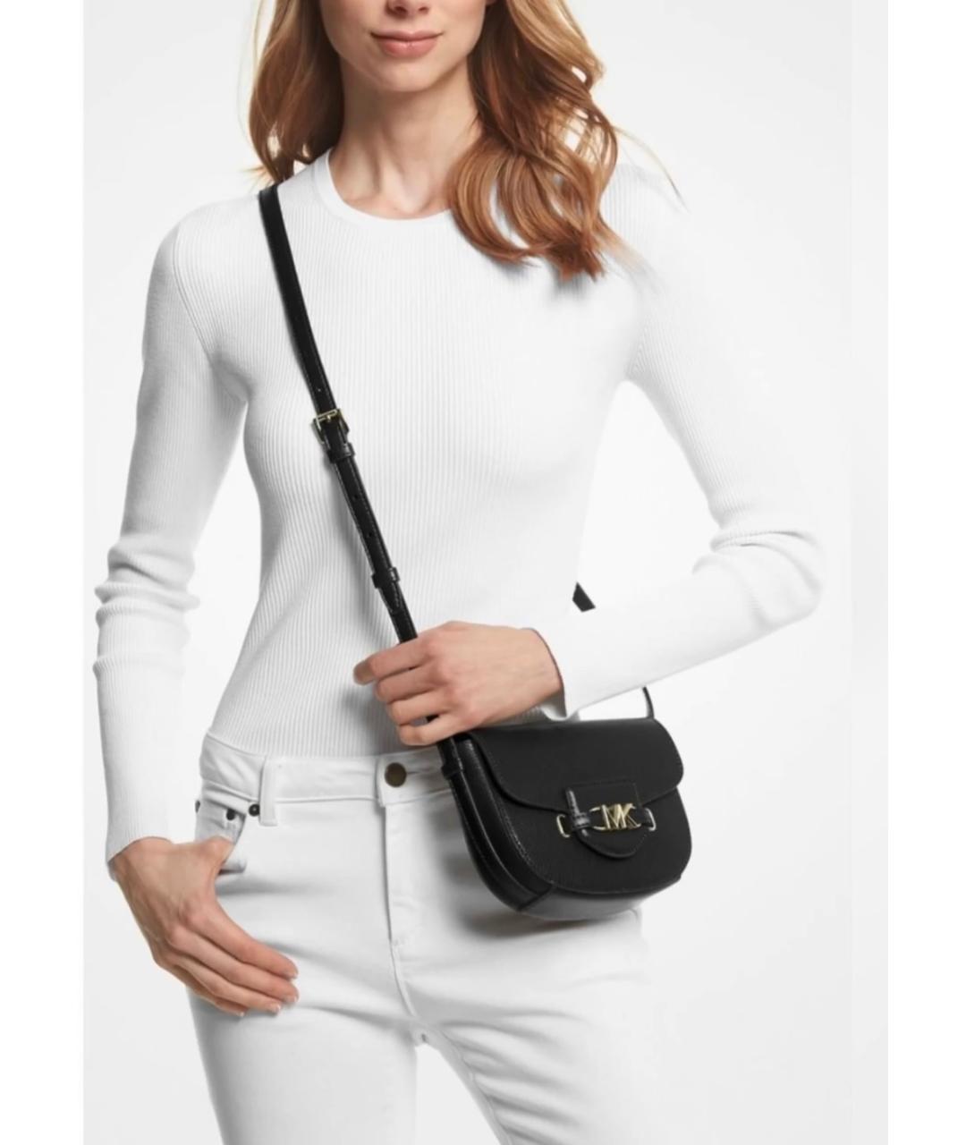 MICHAEL KORS Черная кожаная сумка через плечо, фото 6