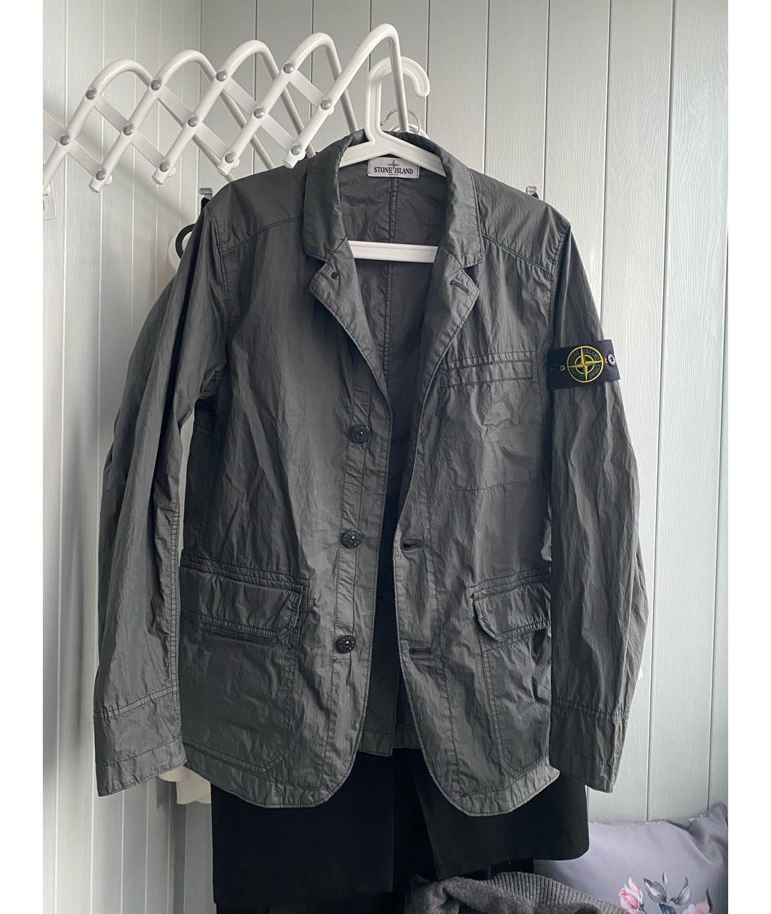 STONE ISLAND Серая полиуретановая куртка, фото 8