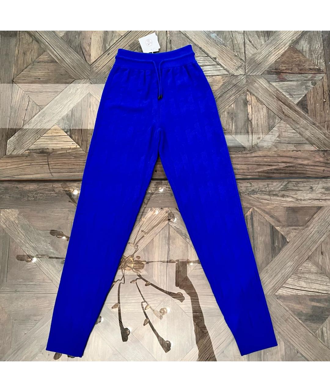 HERMES PRE-OWNED Синие шерстяные прямые брюки, фото 7