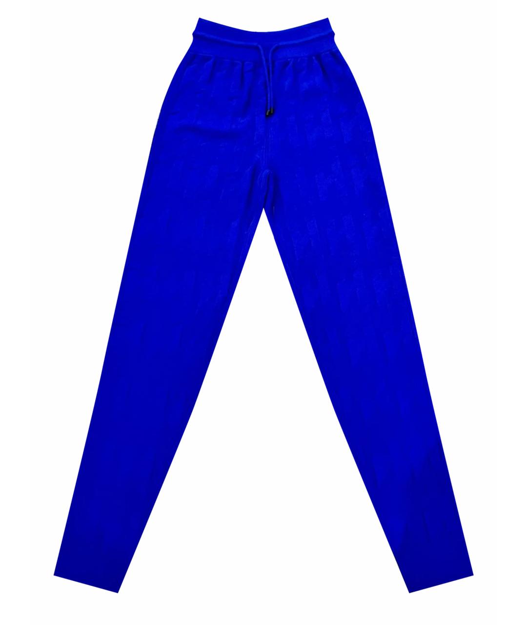 HERMES Синие шерстяные прямые брюки, фото 1