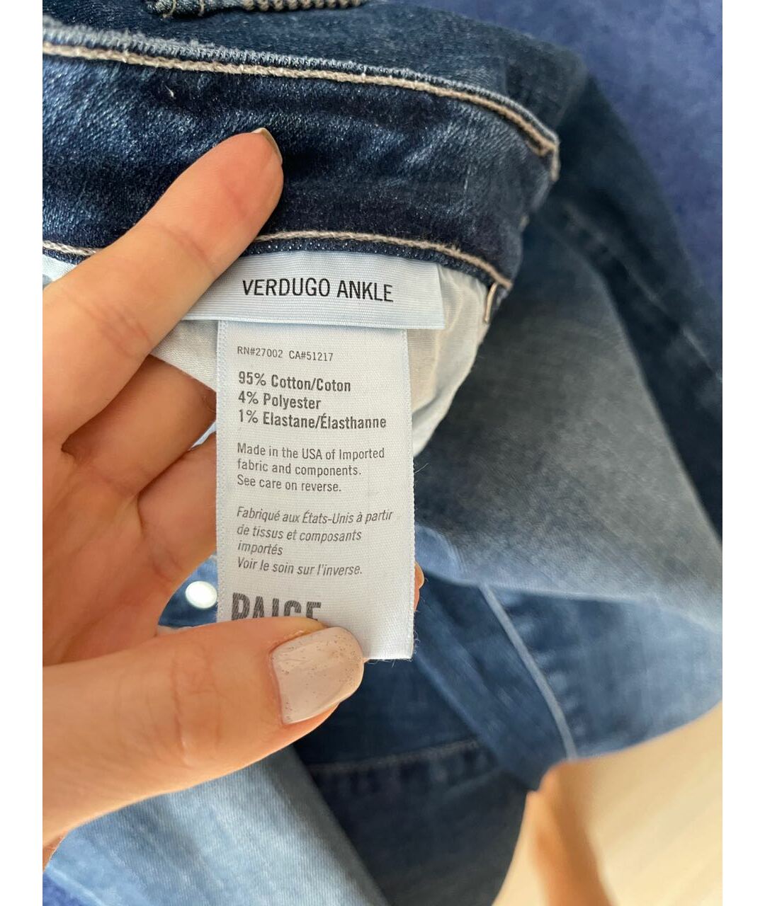 PAIGE Синие хлопок-полиэтиленовые джинсы слим, фото 4