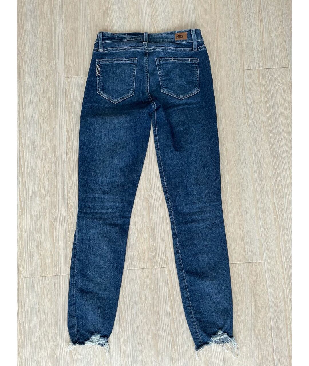 PAIGE Синие хлопок-полиэтиленовые джинсы слим, фото 2