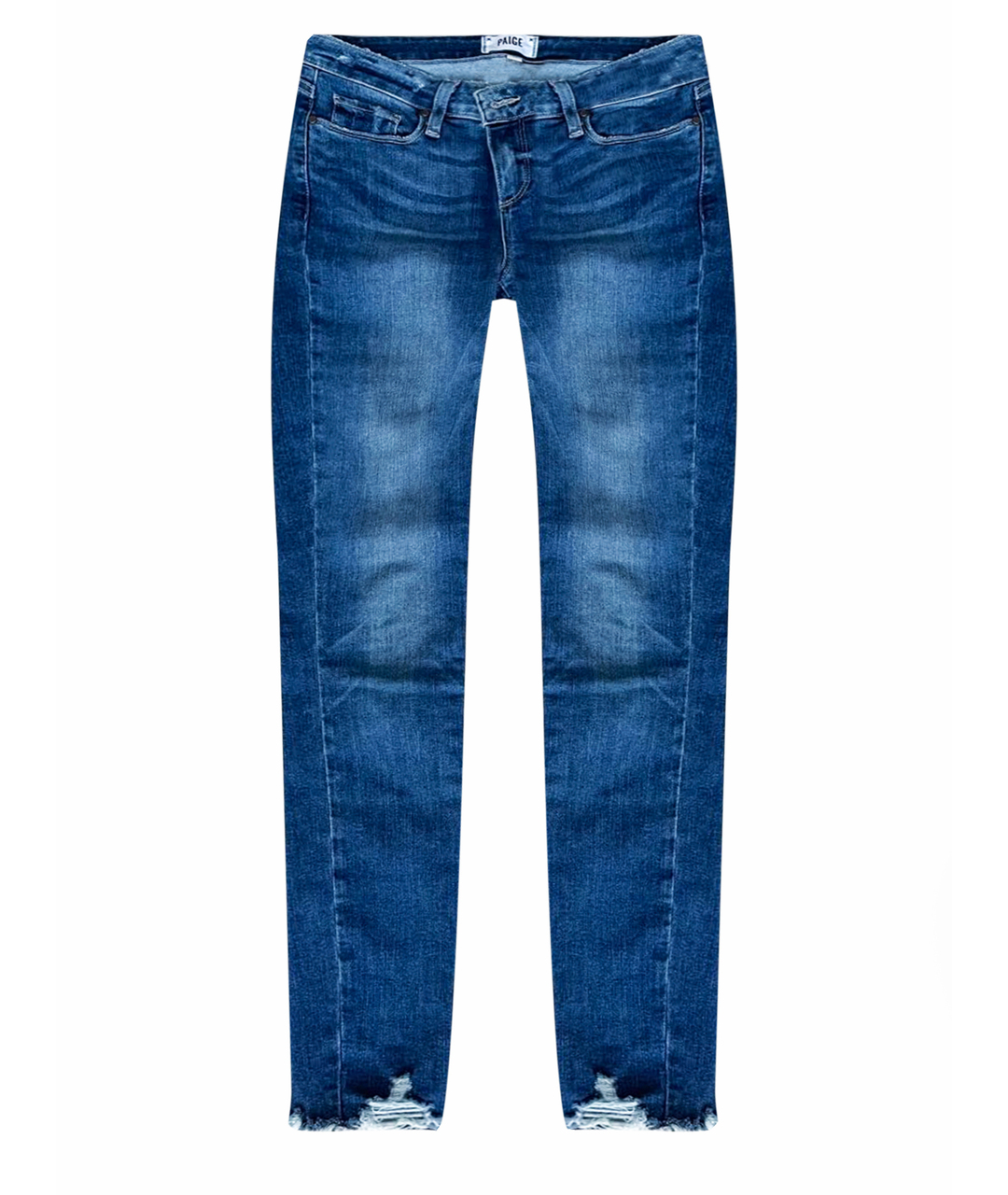 PAIGE Синие хлопок-полиэтиленовые джинсы слим, фото 1