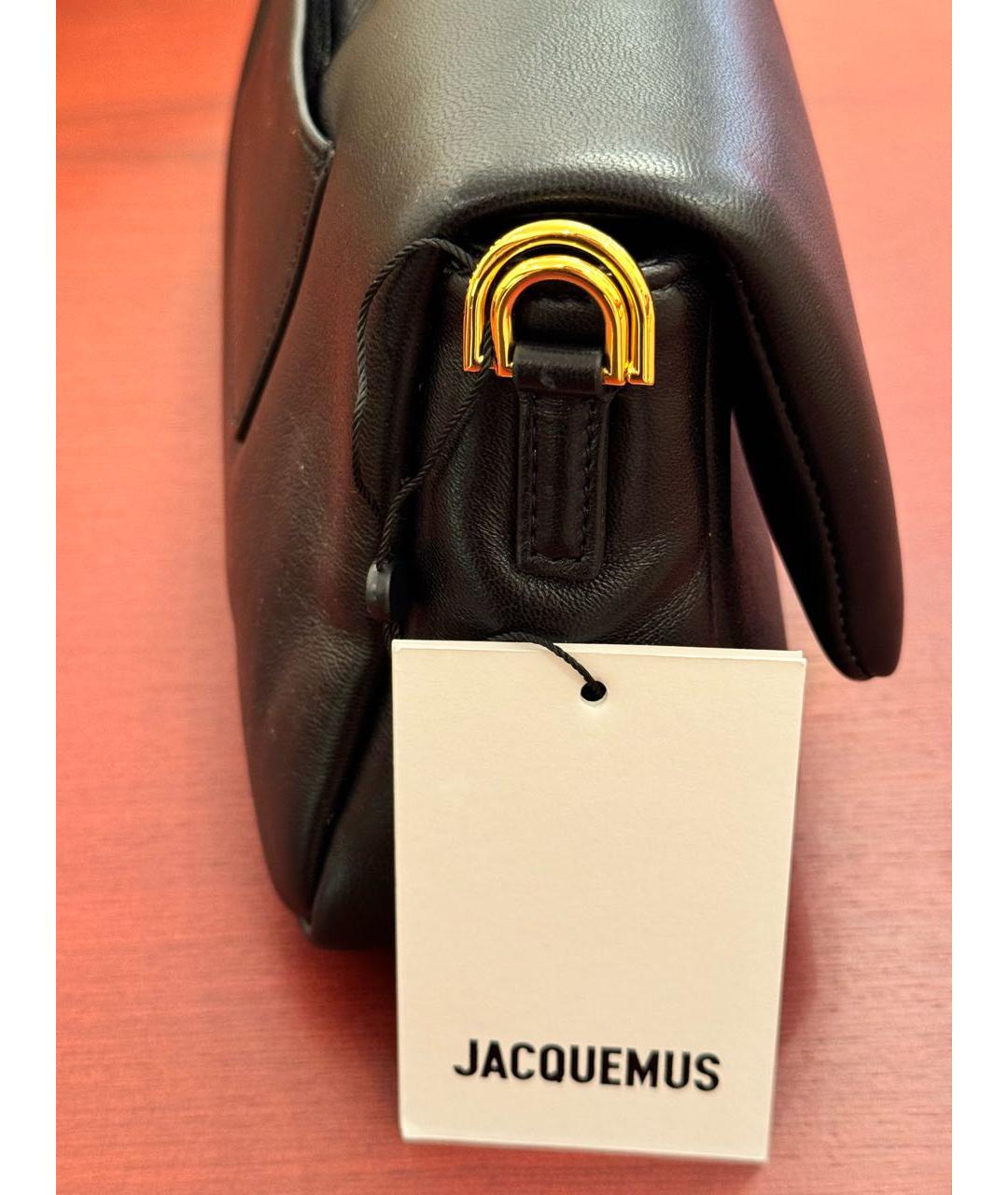 JACQUEMUS Черная кожаная сумка через плечо, фото 6