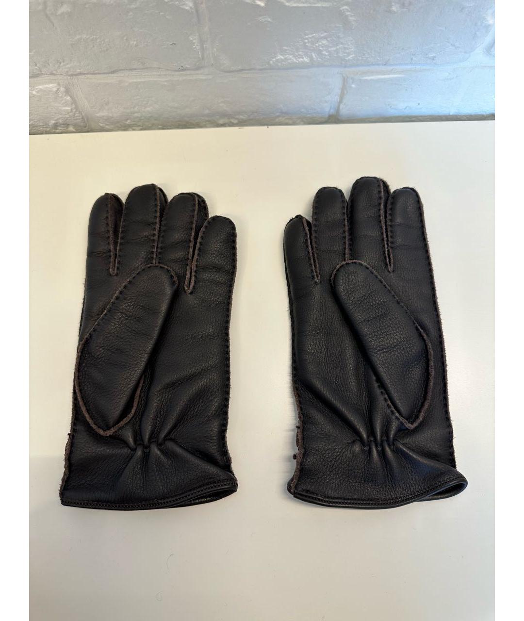 BRIONI Коричневые кожаные перчатки, фото 2