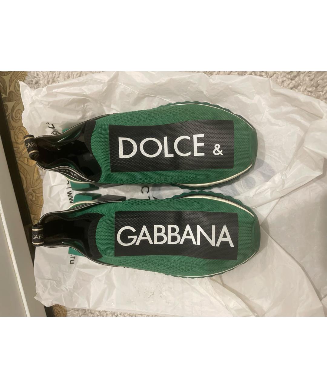 DOLCE&GABBANA Зеленые текстильные кроссовки, фото 3