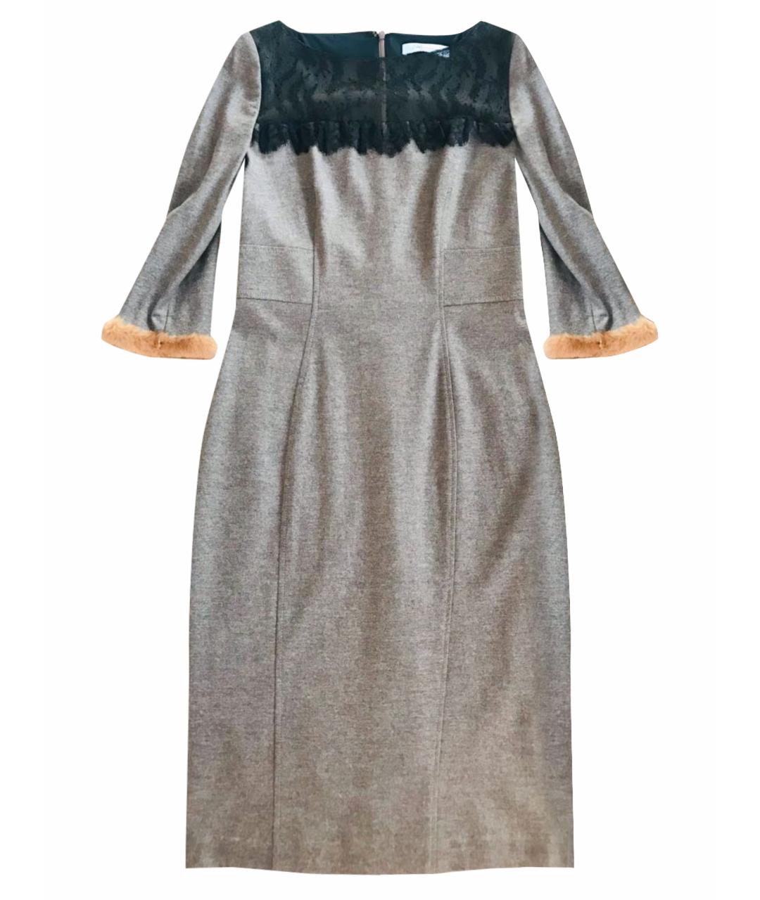 BLUMARINE Серое шерстяное повседневное платье, фото 1