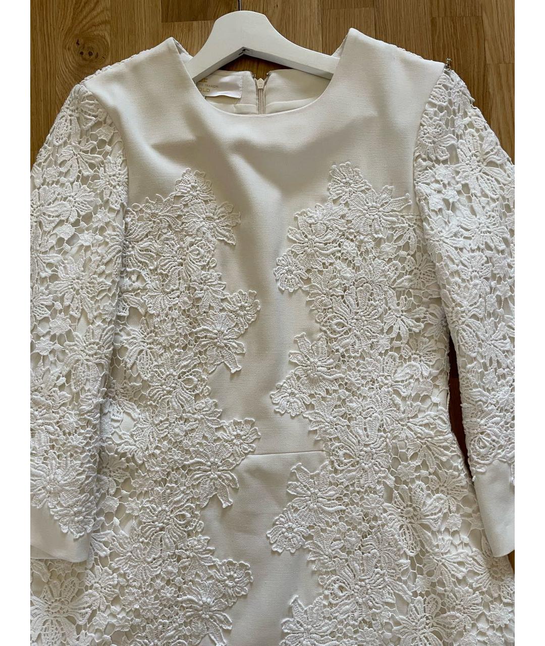ELISABETTA FRANCHI Белое полиэстеровое коктейльное платье, фото 4