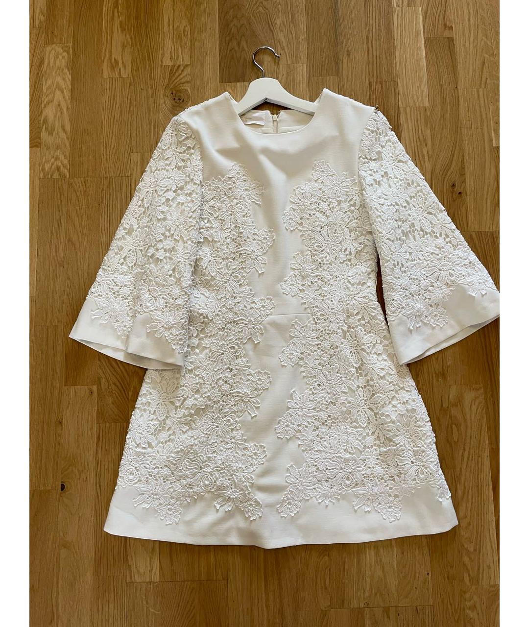 ELISABETTA FRANCHI Белое полиэстеровое коктейльное платье, фото 9