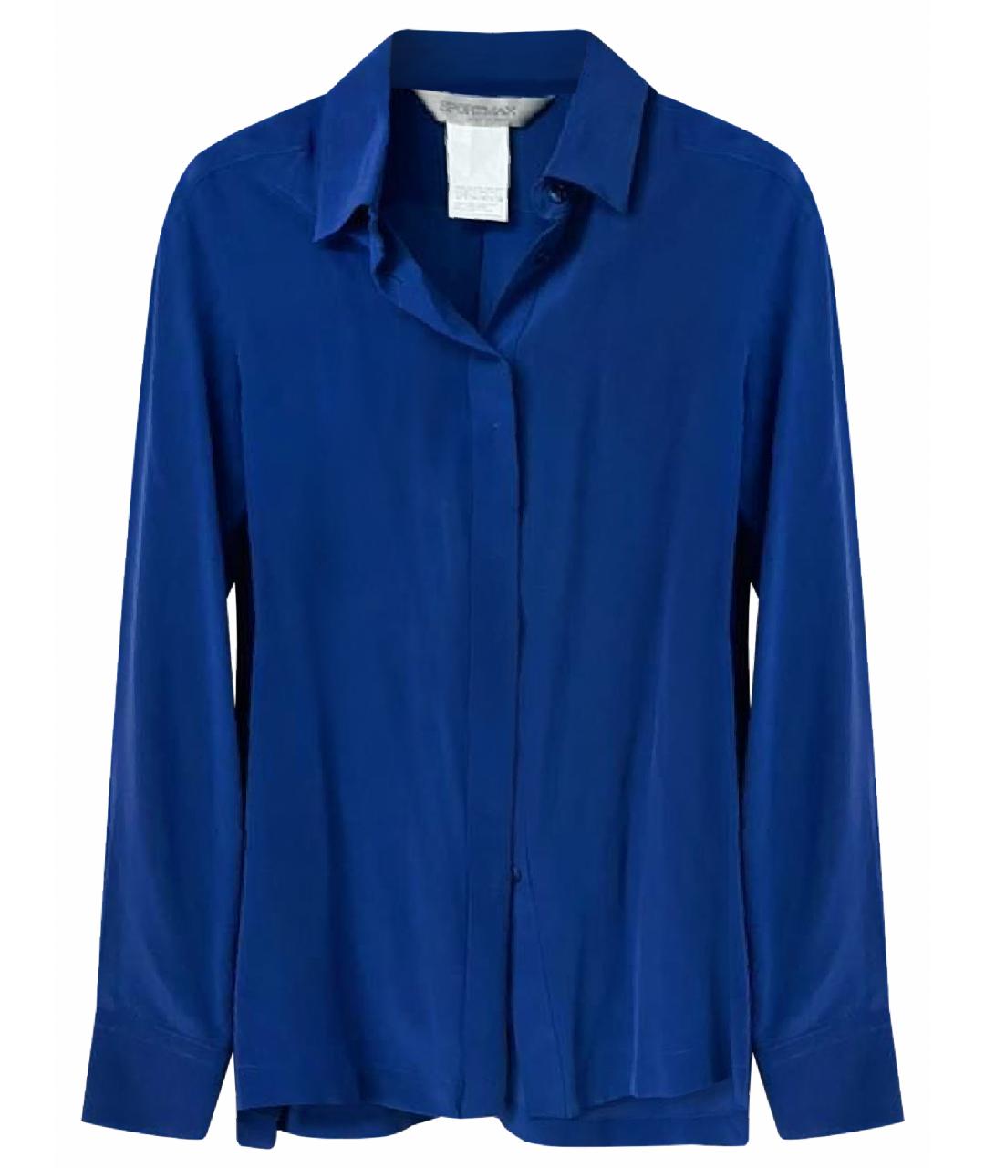 SPORTMAX Синяя шелковая блузы, фото 1