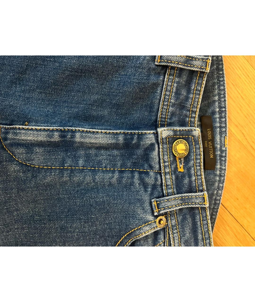 LOUIS VUITTON PRE-OWNED Синие хлопковые джинсы слим, фото 3
