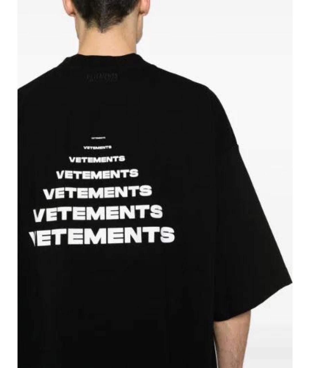 VETEMENTS Черная хлопковая футболка, фото 3