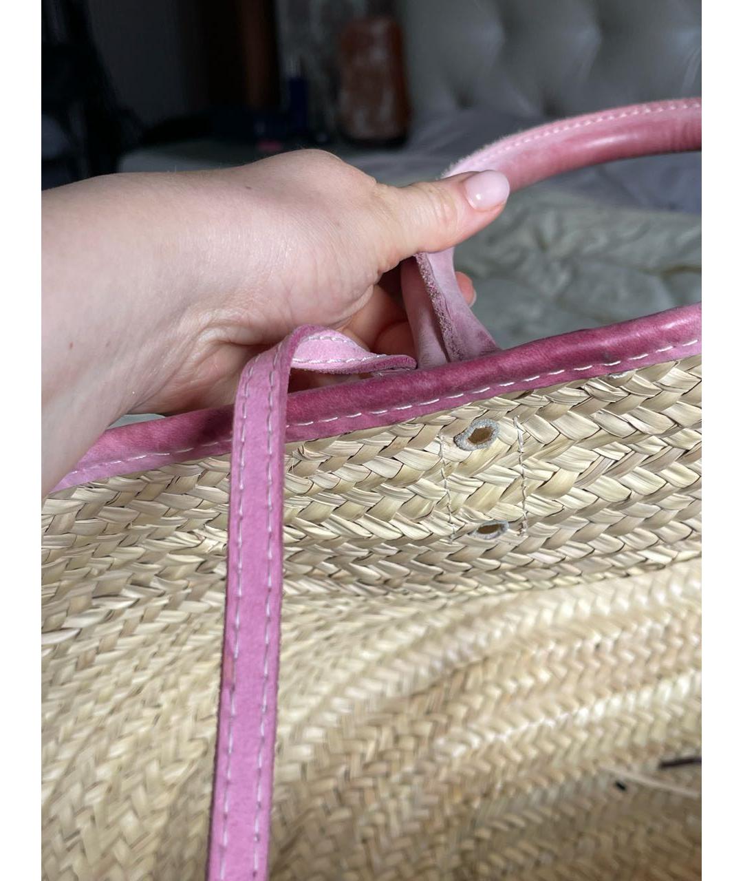 JACQUEMUS Бежевая пелетеная пляжная сумка, фото 6