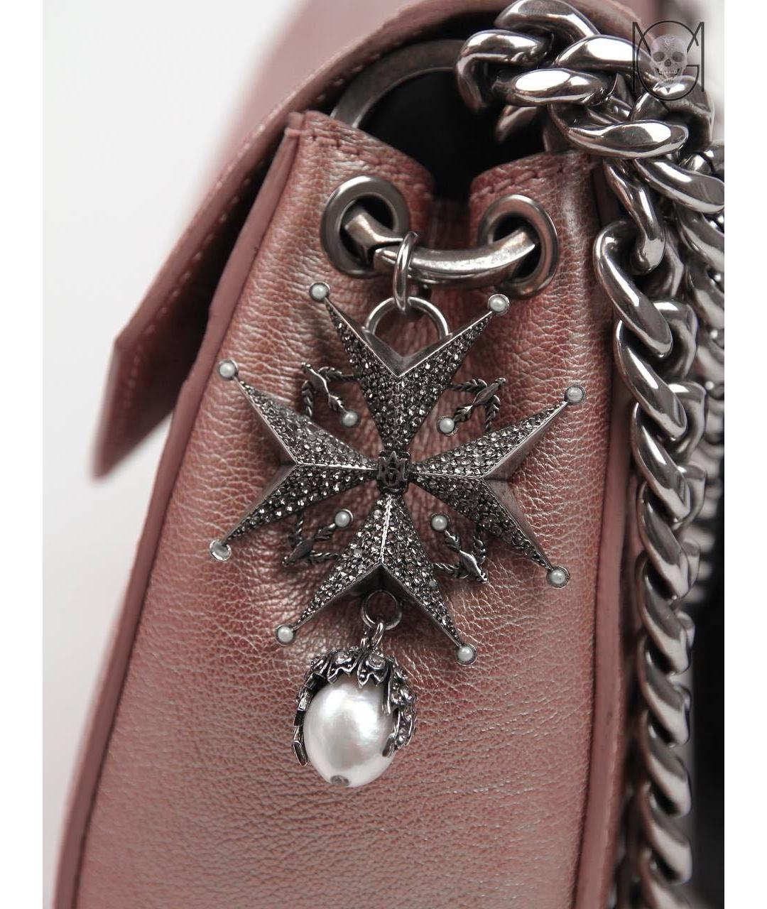 ALEXANDER MCQUEEN Розовая кожаная сумка через плечо, фото 6